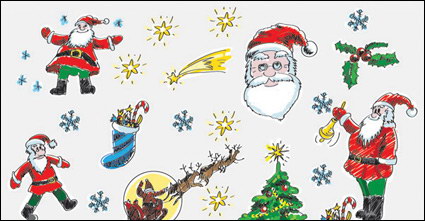 Pintado a mano de Navidad Cartoon Vector