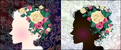 Mujer con flores de tela Vector -1