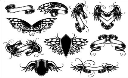 Alas, cintas, material de vectores de mariposa