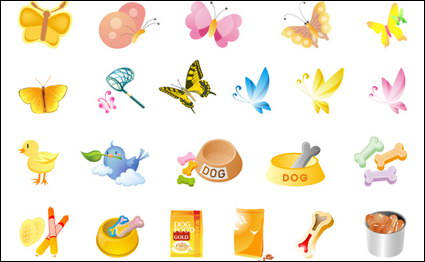 Mariposas, alimentos para mascotas, el pollo Vector