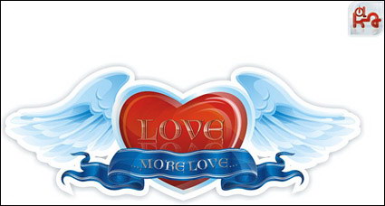 Las alas, en forma de corazn Da de San Valentn Vector
