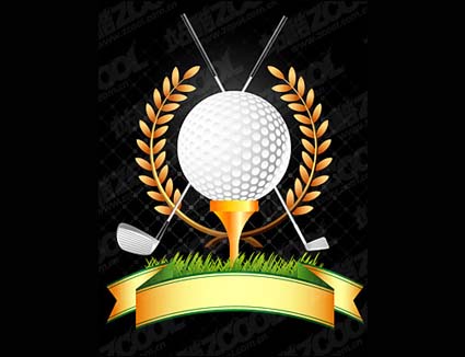 De golf, palos de golf, vector de trigo
