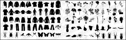T-shirt, pantalones, flores, plantas, insectos vectores de material de