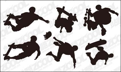 6 Accin cifras patineta vector de material