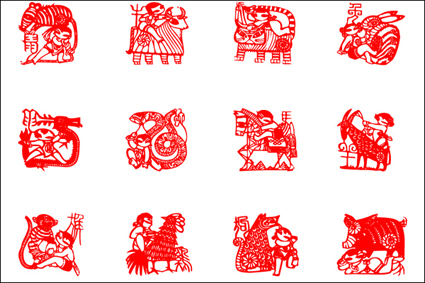Zodiac de papel cortado de vectores