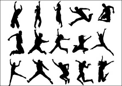 Personas material vector siluetas salto