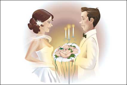 Pareja de boda vectorial material