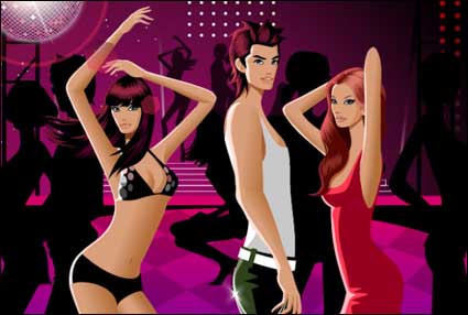 Bailando hombres y mujeres de moda vector material relacionado