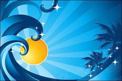 Vector de onda de rboles de coco Solar