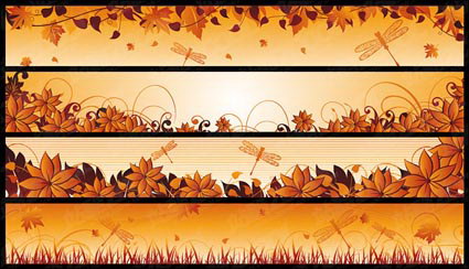 Otoño, liblulas, hojas de Vector