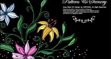 Flores pintadas a mano Vector-1