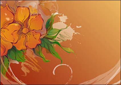 A mano material Vector flores pintadas-2