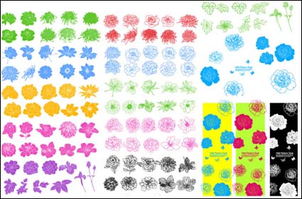 Los patrones de tinta, las flores, vector de