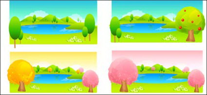 Los rboles y vector de color del lago