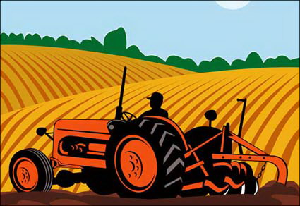 La agricultura, maquinaria, vector del campo