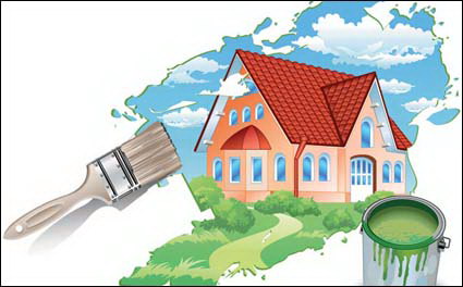 Pintura Un vector Casa nueva de material