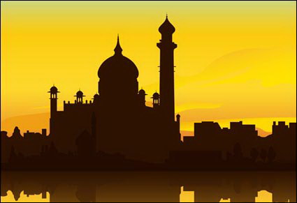 India Taj Mahal construccin de vectores Silueta