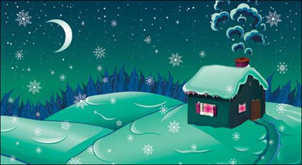 Caricatura luz de la luna de nieve