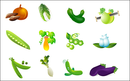 Vegetales Vector - repollo, batata, berenjena y frijoles rbano