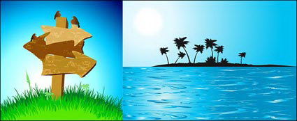 De coco de palma y de Sea Island Hito vectoriales