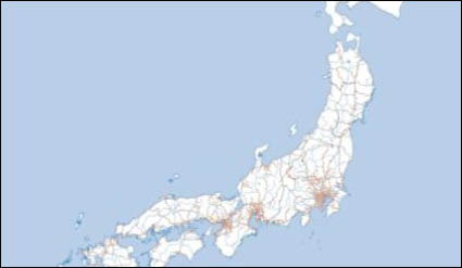 Japn Mapa + vector de la red ferroviaria