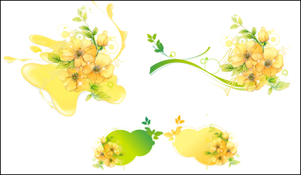 flores hojas manchas agua material vector mosaico