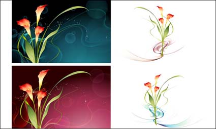 la fantas¨ªa de flores vectoriales material -15